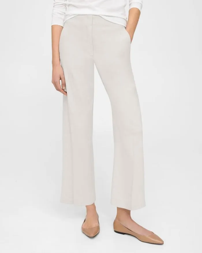 Pants Women Theory Wide Crop Pant In Good Linen Sand