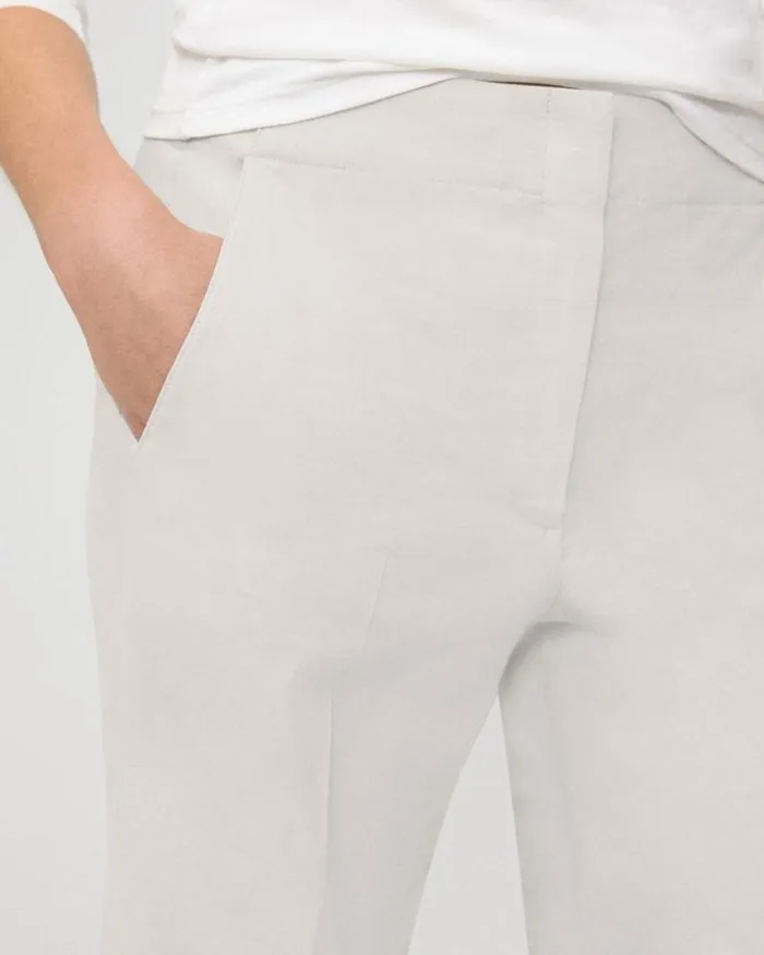 Pants Women Theory Wide Crop Pant In Good Linen Sand