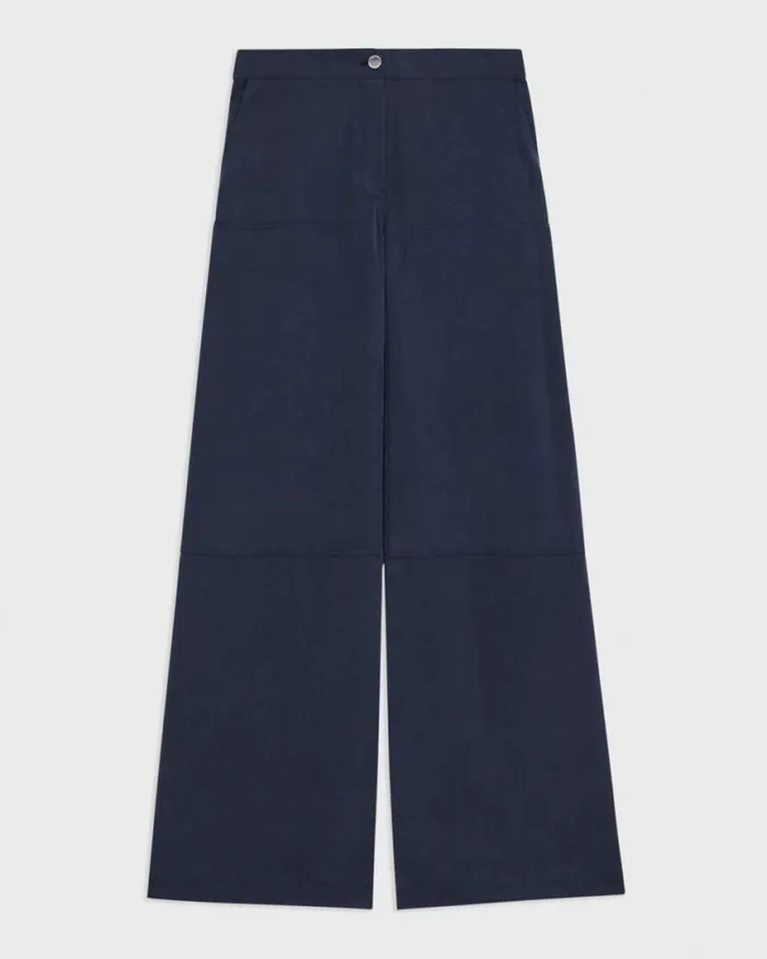 Pants Women Theory WideLeg Carpenter Pant In Fluid Twill Nocturne Navy Pants Women Theory WideLeg Carpenter Pant In Fluid Twill Nocturne Navy