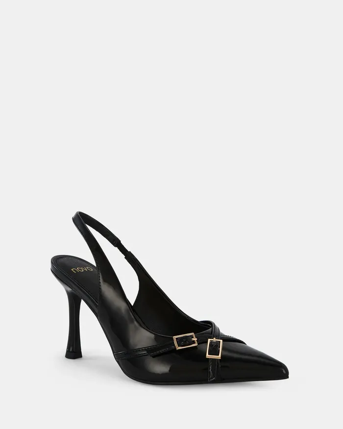Party IGGI Black Patent High Heels NOVO Shoes Women