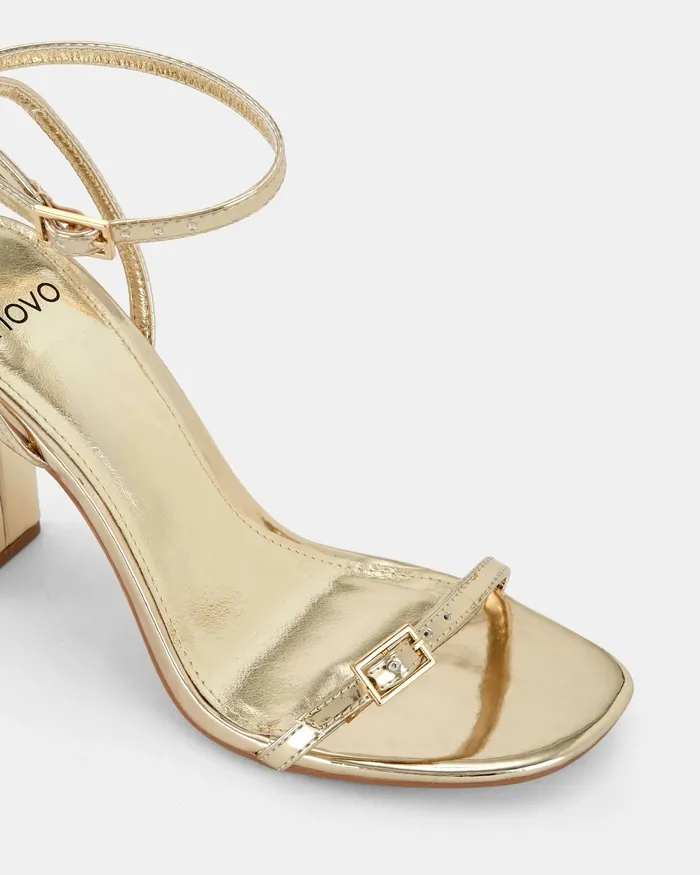 Party Women NOVO Shoes NALAR GOLD Slim Rectangular Heels