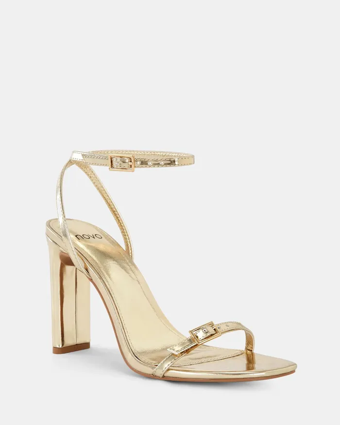 Party Women NOVO Shoes NALAR GOLD Slim Rectangular Heels