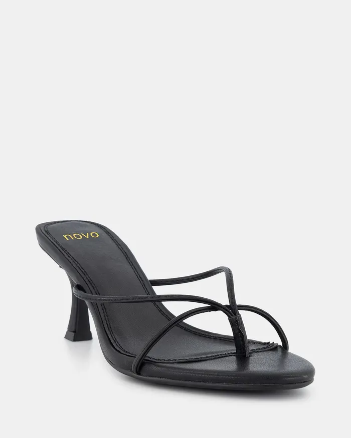 Party Women NOVO Shoes URBE BLACK Open Toe Heels