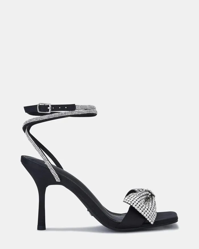 Party YASS Black Satin Stilettos 8211 NOVO Shoes Women