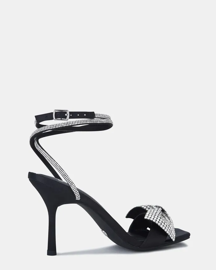 Party YASS Black Satin Stilettos 8211 NOVO Shoes Women