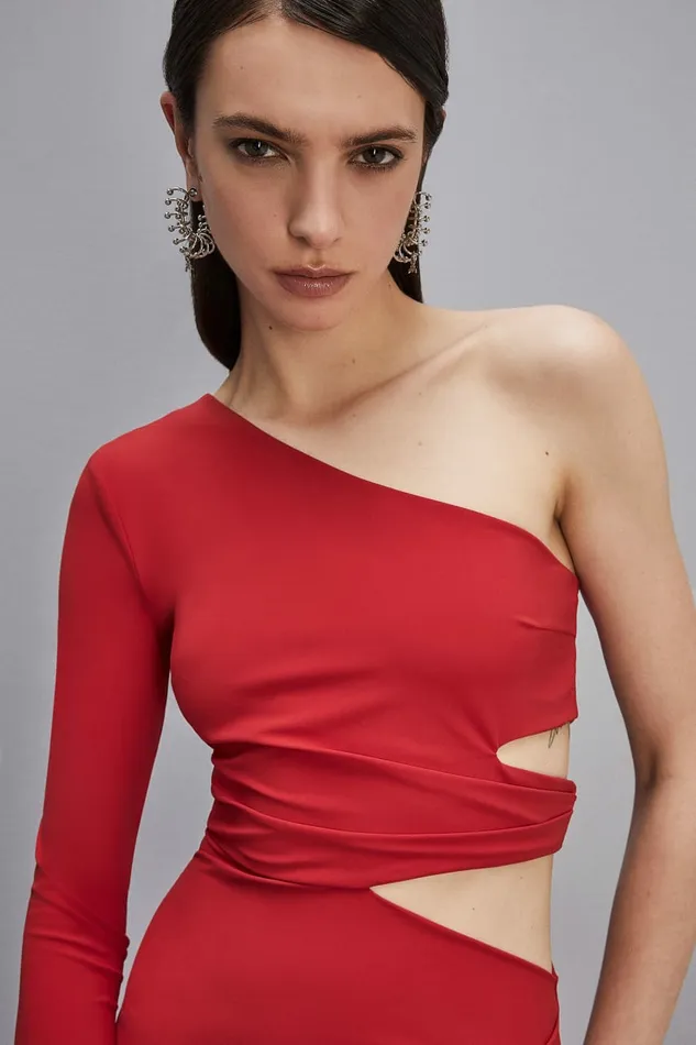 Patrizia Pepe Dresses OneShoulder Midi Dress Red 8211 Women