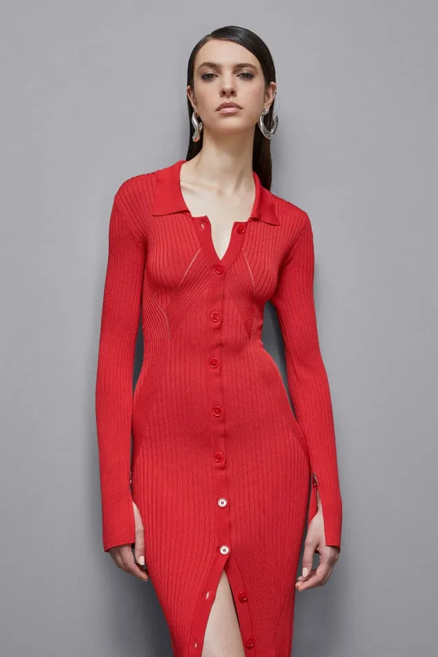 Patrizia Pepe Dresses Viscose Blend Shirt Dress Red 8211 Women