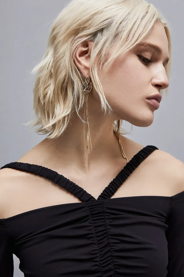 Patrizia Pepe Earrings Brass Pendant Earrings Gold 8211 Women