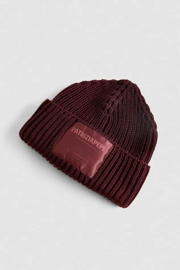 Patrizia Pepe Hats And Gloves Ribbed Fabric Hat Purple 8211 Women