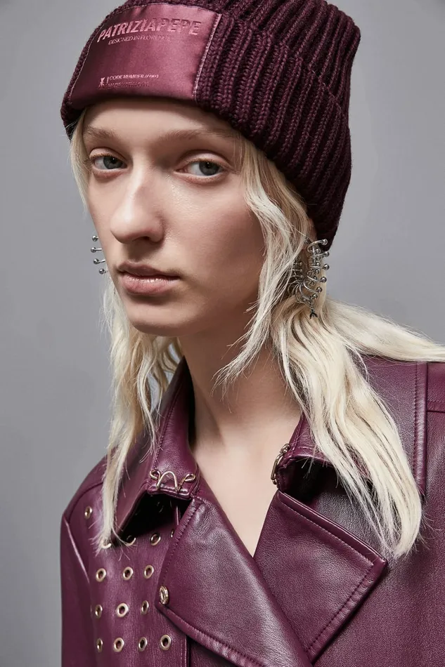 Patrizia Pepe Hats And Gloves Ribbed Fabric Hat Purple 8211 Women