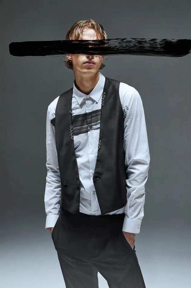 Patrizia Pepe Jackets Asymmetrical Vest With Piercing Black 8211 Men