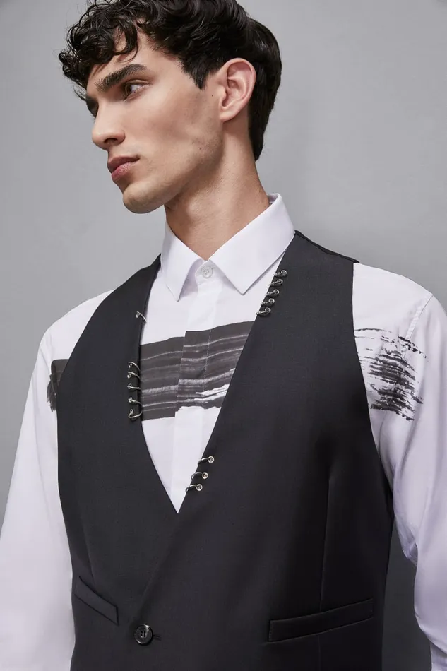 Patrizia Pepe Jackets Asymmetrical Vest With Piercing Black 8211 Men