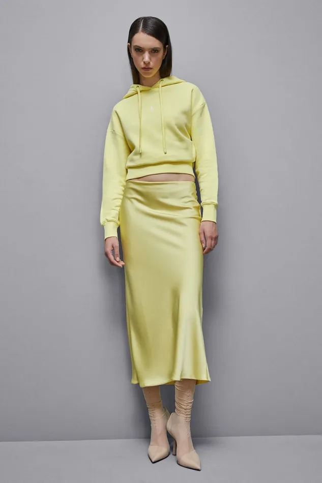Patrizia Pepe Knitwear Cotton Hoodie Yellow 8211 Women