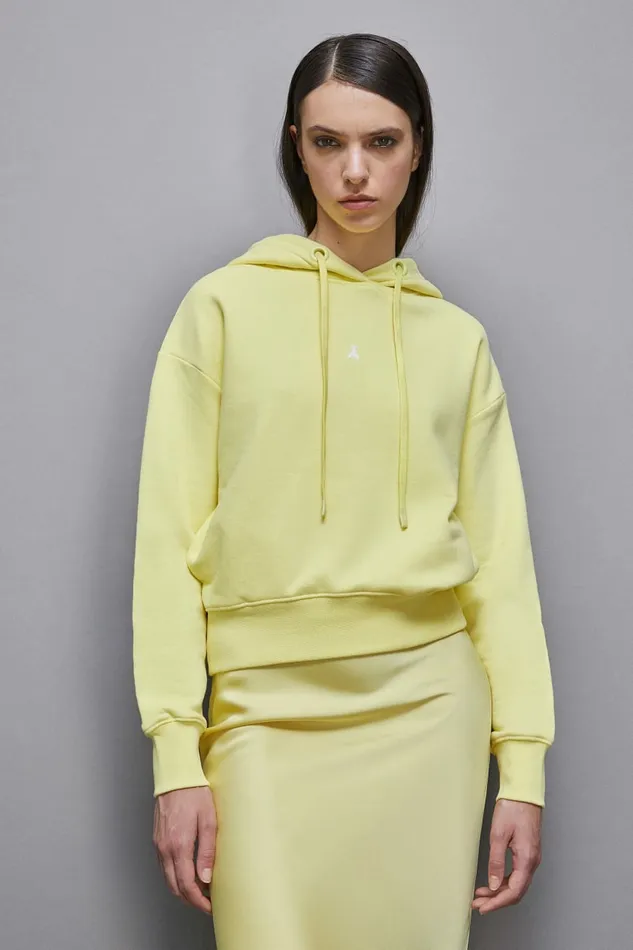 Patrizia Pepe Knitwear Cotton Hoodie Yellow 8211 Women