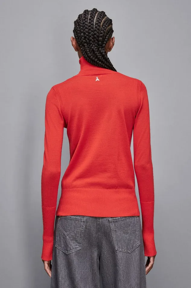 Patrizia Pepe Knitwear Slim Fit Wool Turtleneck Red 8211 Women