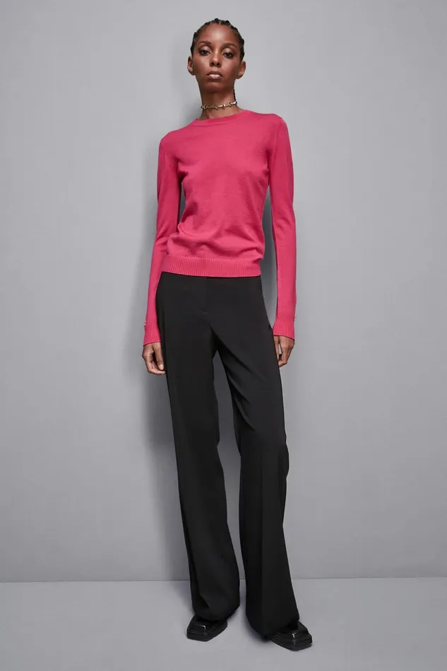 Patrizia Pepe Knitwear Wool Sweater With Round Neckline Pink 8211 Women