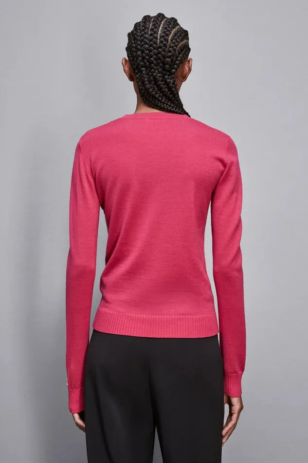 Patrizia Pepe Knitwear Wool Sweater With Round Neckline Pink 8211 Women