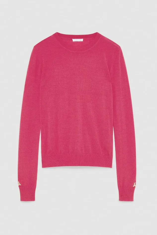 Patrizia Pepe Knitwear Wool Sweater With Round Neckline Pink 8211 Women