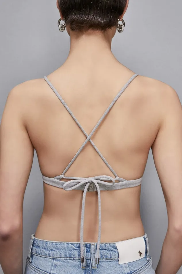 Patrizia Pepe Lingerie And Beachwear Triangle Bra In Cloth Stitch Grey 8211 Women