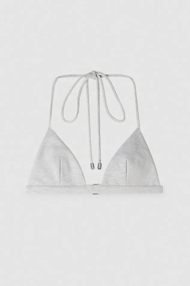 Patrizia Pepe Lingerie And Beachwear Triangle Bra In Cloth Stitch Grey 8211 Women
