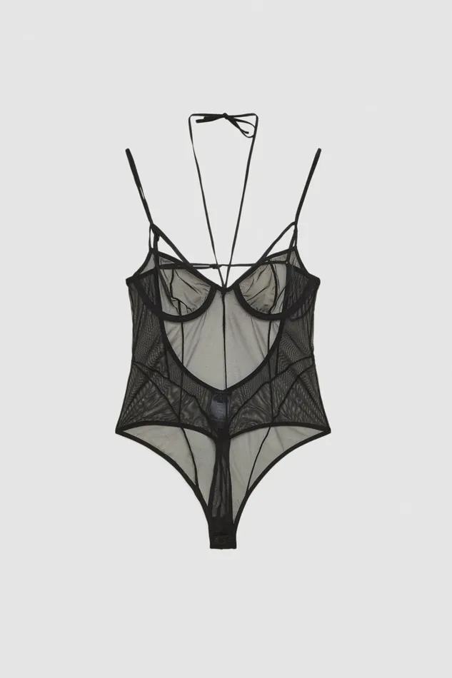 Patrizia Pepe Lingerie And Beachwear Tulle Bodysuit Black 8211 Women