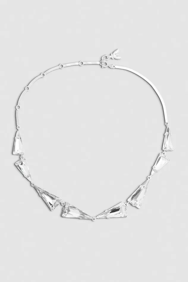 Patrizia Pepe Necklaces Brass And Glass Necklace Silver 8211 Women