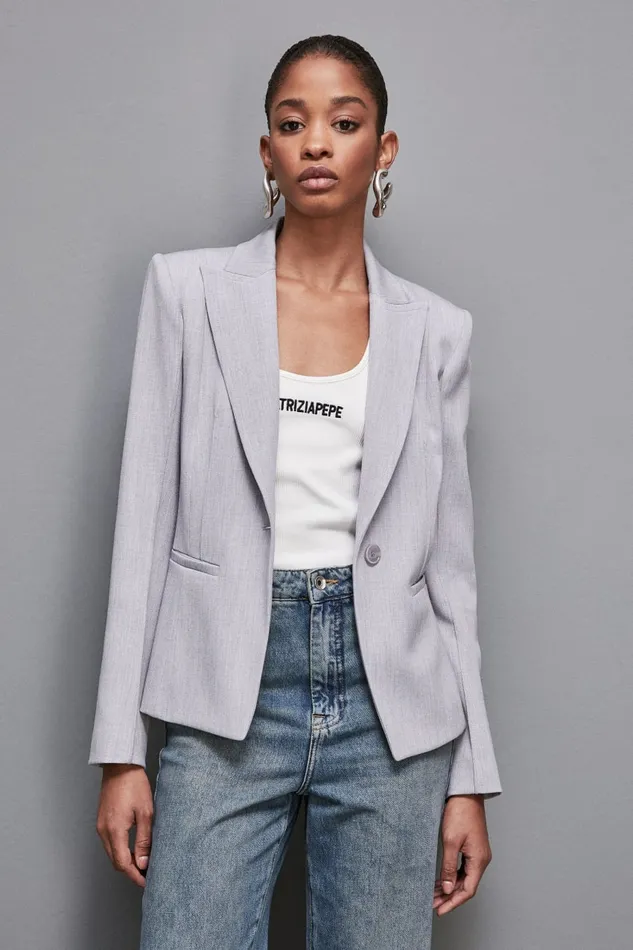 Patrizia Pepe Outerwear OneButton Poly Viscose Jacket Grey 8211 Women