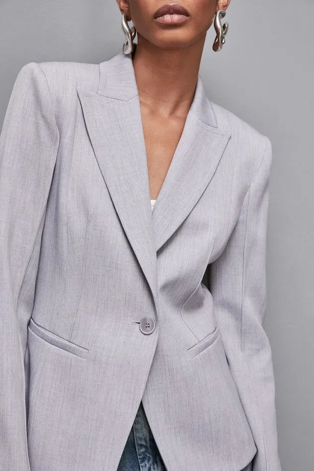 Patrizia Pepe Outerwear OneButton Poly Viscose Jacket Grey 8211 Women