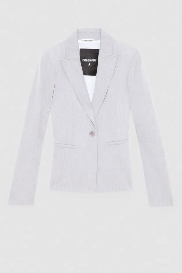 Patrizia Pepe Outerwear OneButton Poly Viscose Jacket Grey 8211 Women