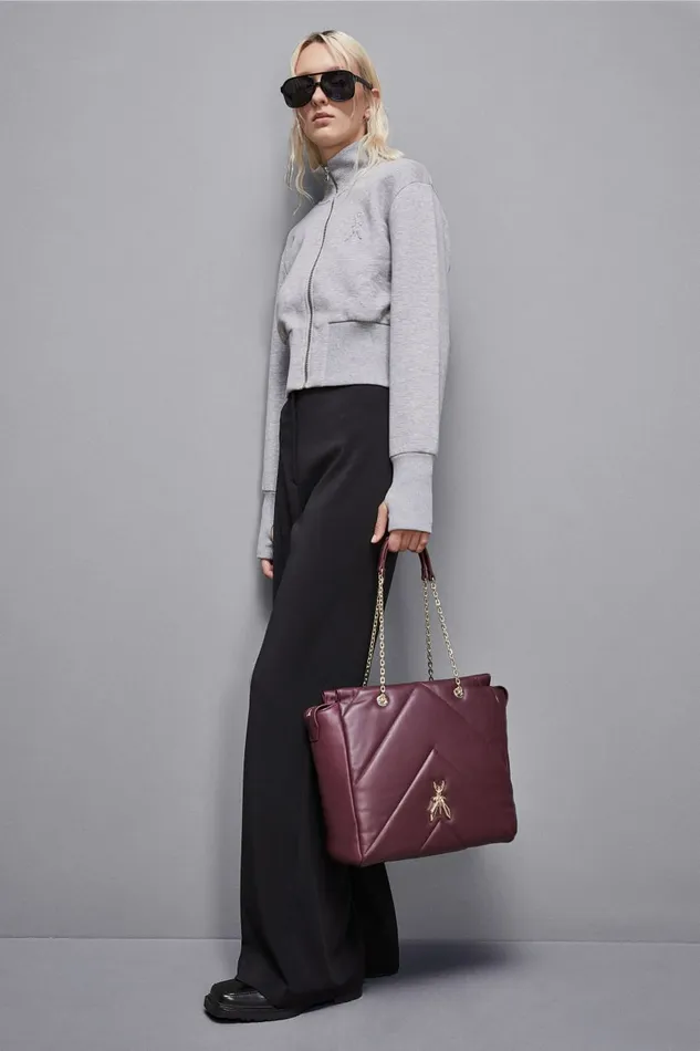 Patrizia Pepe Shoppers Leather Bucket Bag With Zipper Purple 8211 Women