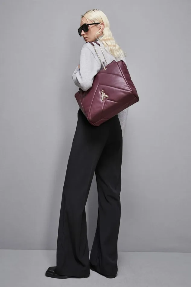 Patrizia Pepe Shoppers Leather Bucket Bag With Zipper Purple 8211 Women