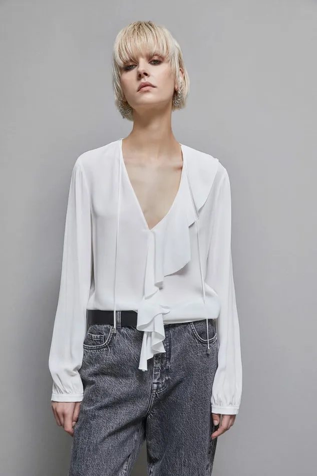 Patrizia Pepe Tailleur Essential Crepe Blouse White 8211 Women