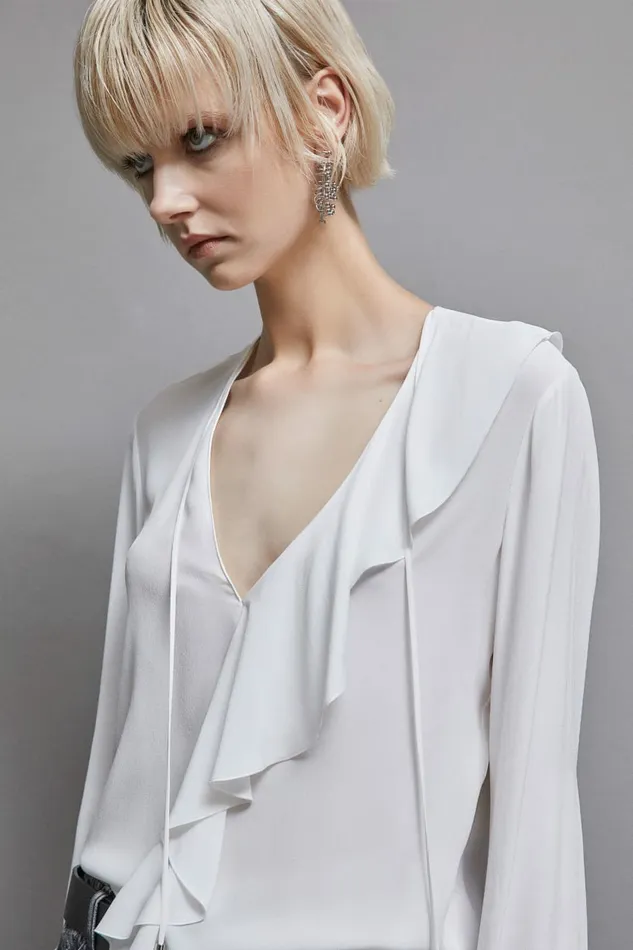 Patrizia Pepe Tailleur Essential Crepe Blouse White 8211 Women