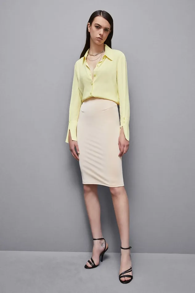 Patrizia Pepe Tailleur Midi Skirt With Zip Beige 8211 Women