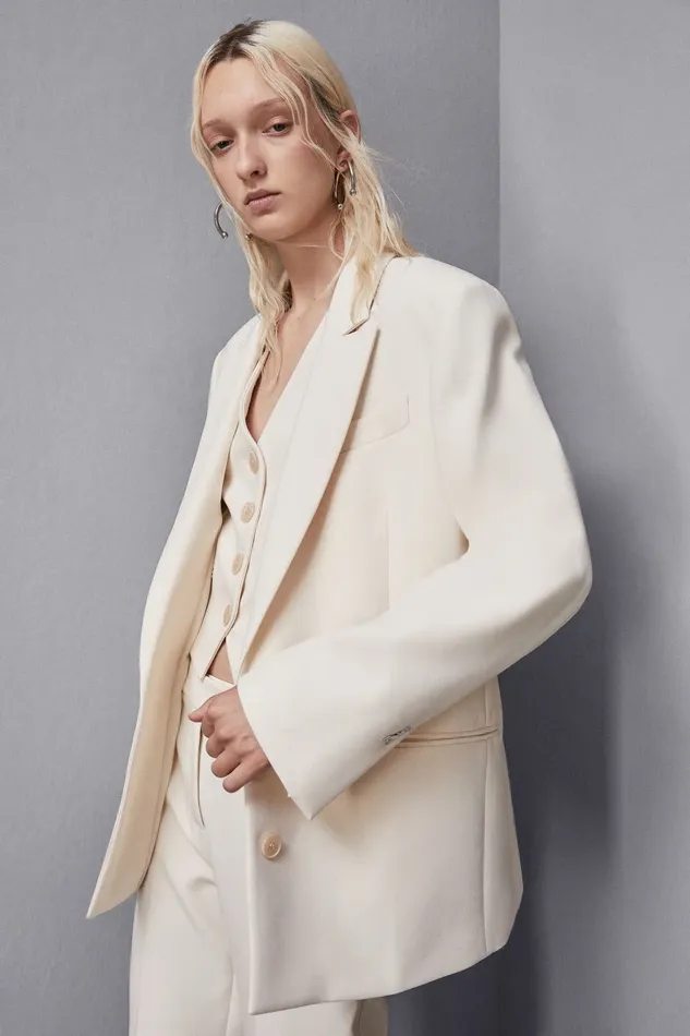 Patrizia Pepe Tailleur Over TwoButton Twill Jacket Beige 8211 Women