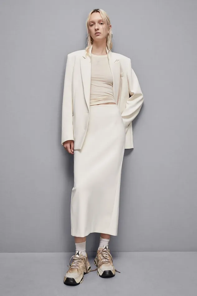 Patrizia Pepe Tailleur Over TwoButton Twill Jacket Beige 8211 Women