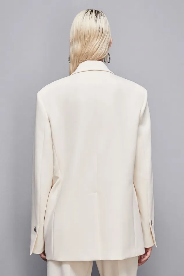 Patrizia Pepe Tailleur Over TwoButton Twill Jacket Beige 8211 Women