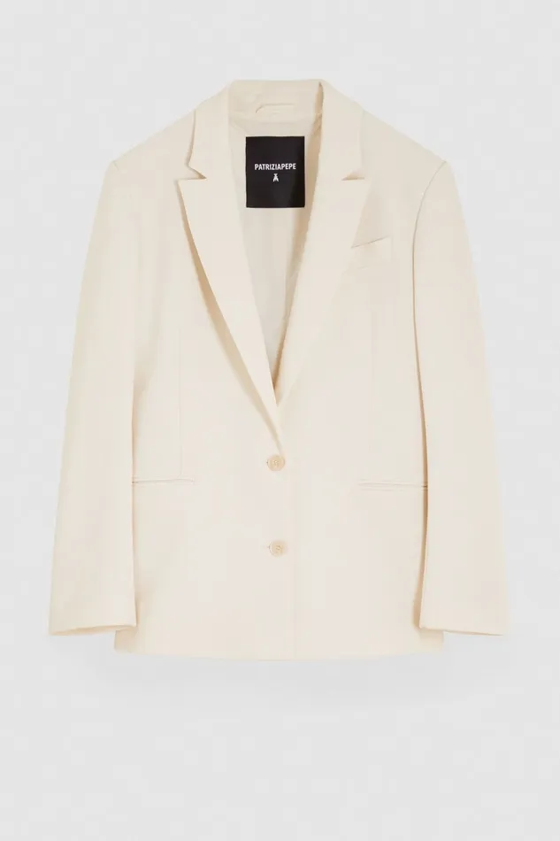 Patrizia Pepe Tailleur Over TwoButton Twill Jacket Beige 8211 Women