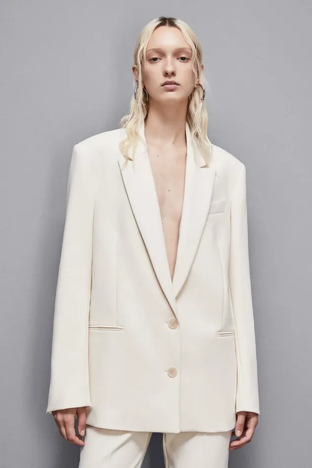 Patrizia Pepe Tailleur Over TwoButton Twill Jacket Beige 8211 Women