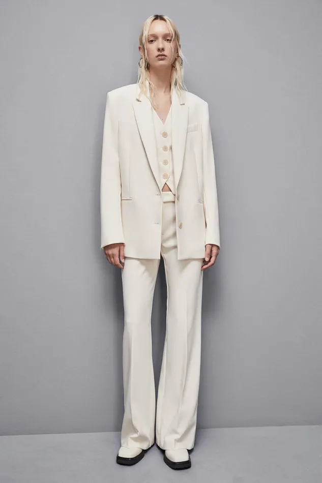 Patrizia Pepe Tailleur Over TwoButton Twill Jacket Beige 8211 Women