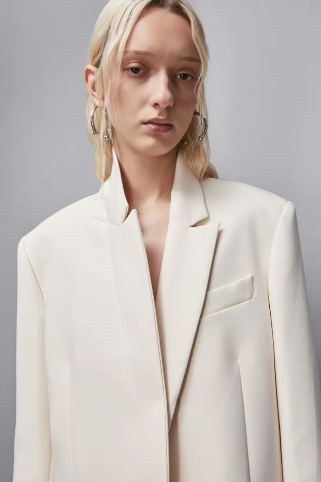 Patrizia Pepe Tailleur Over TwoButton Twill Jacket Beige 8211 Women