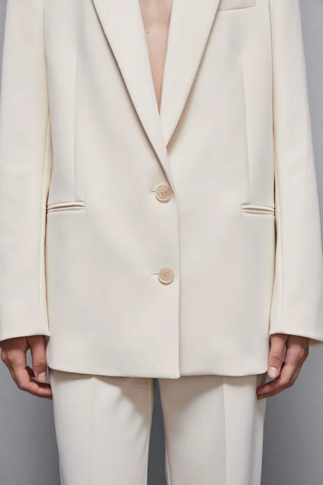 Patrizia Pepe Tailleur Over TwoButton Twill Jacket Beige 8211 Women