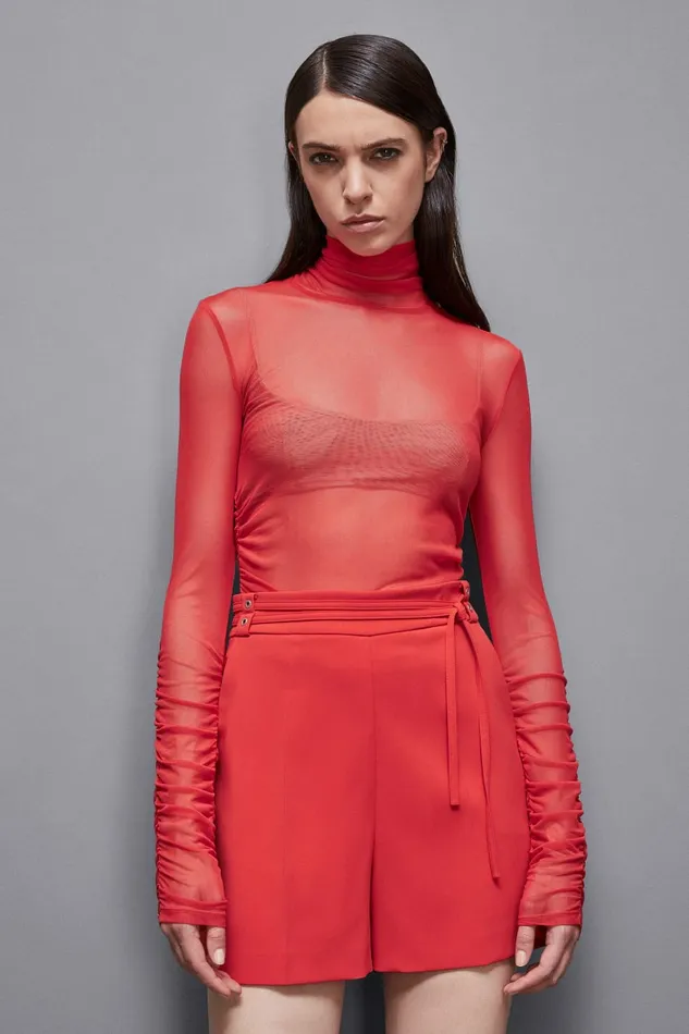 Patrizia Pepe Tailleur Slim Fit Turtleneck Sweater Red 8211 Women