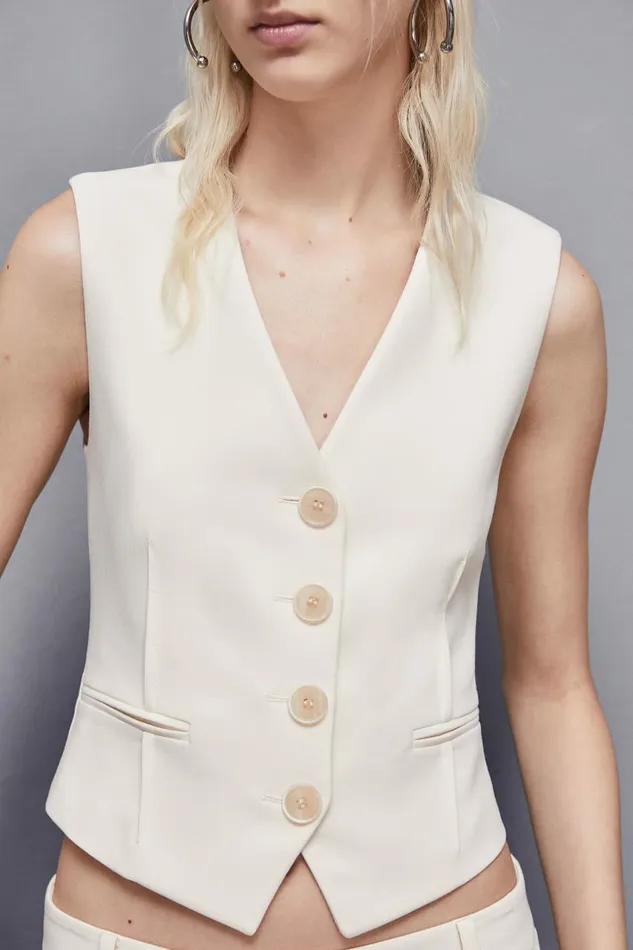 Patrizia Pepe Tailleur Stretch Twill Vest Beige 8211 Women