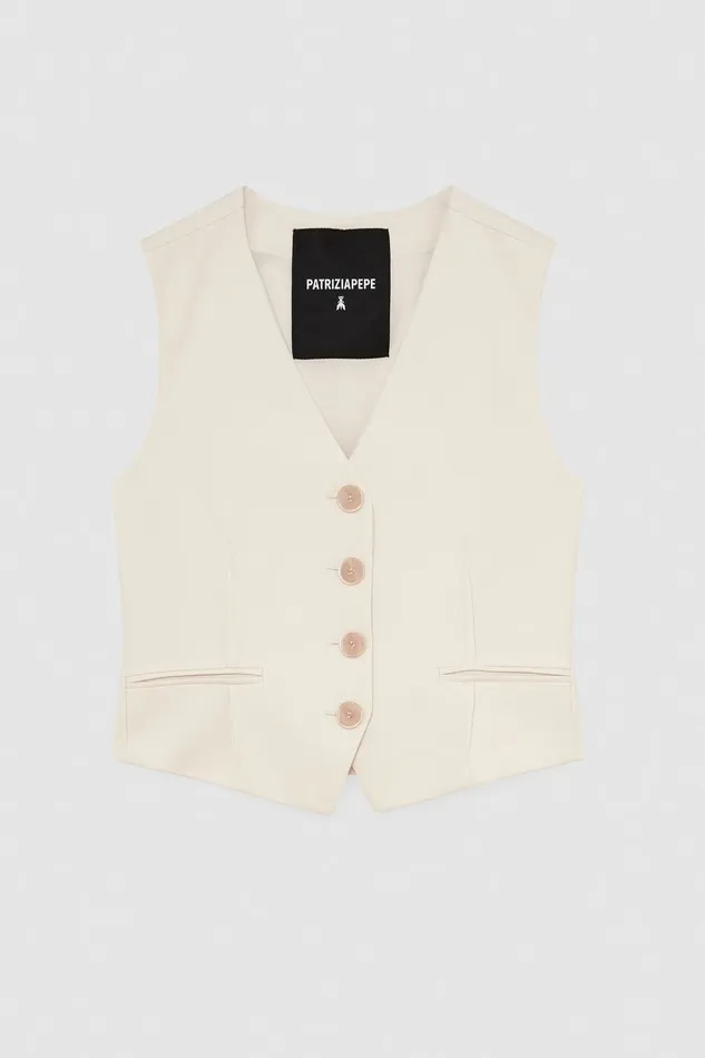Patrizia Pepe Tailleur Stretch Twill Vest Beige 8211 Women