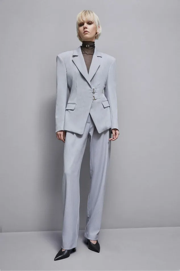 Patrizia Pepe Tailleur Stretch Viscose HookAndEye Jacket Grey 8211 Women