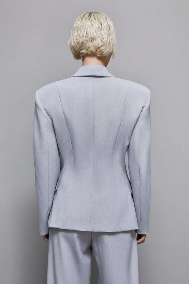 Patrizia Pepe Tailleur Stretch Viscose HookAndEye Jacket Grey 8211 Women