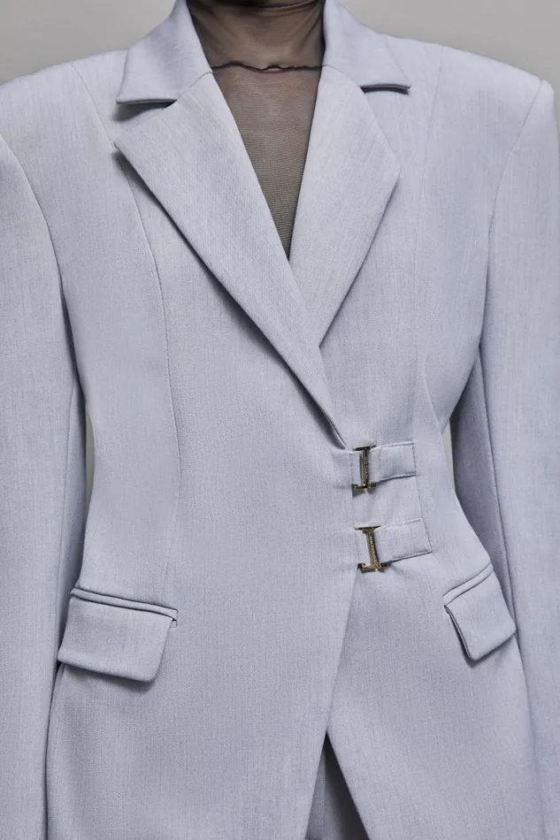 Patrizia Pepe Tailleur Stretch Viscose HookAndEye Jacket Grey 8211 Women