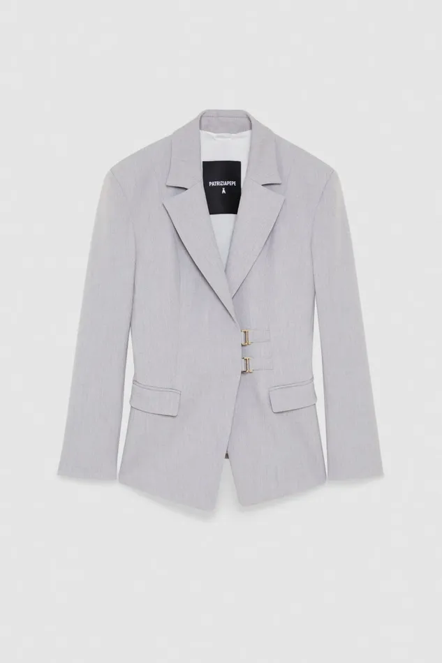 Patrizia Pepe Tailleur Stretch Viscose HookAndEye Jacket Grey 8211 Women