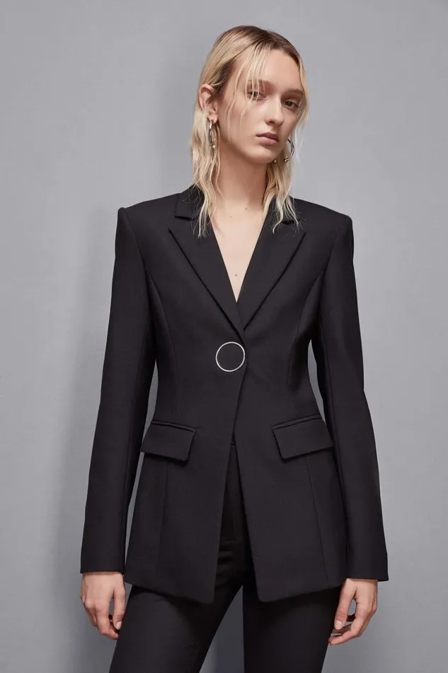 Patrizia Pepe Tailleur Stretch Wool Gabardine Jacket Black 8211 Women